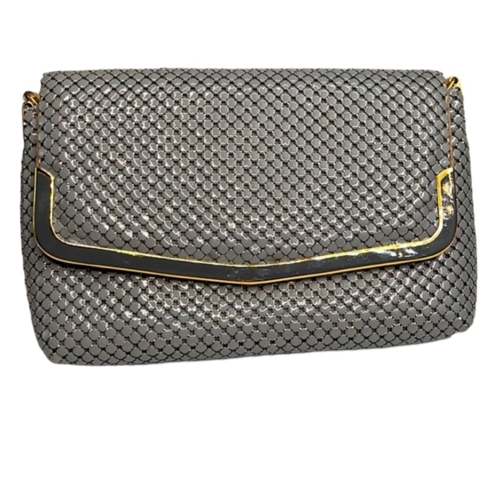 Vintage 70’s Silver Envelope Shoulder Clutch Metal Evening Bag